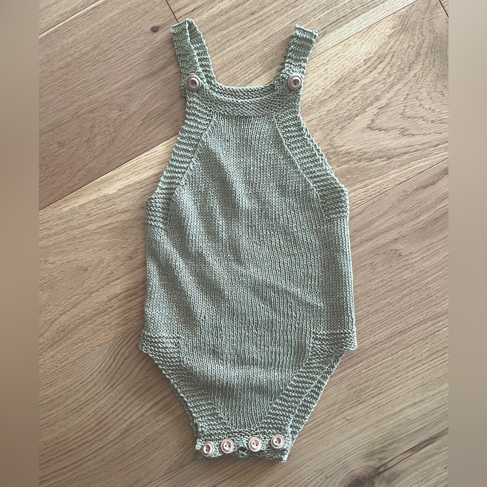 Handmade linen 9-12m knit romper